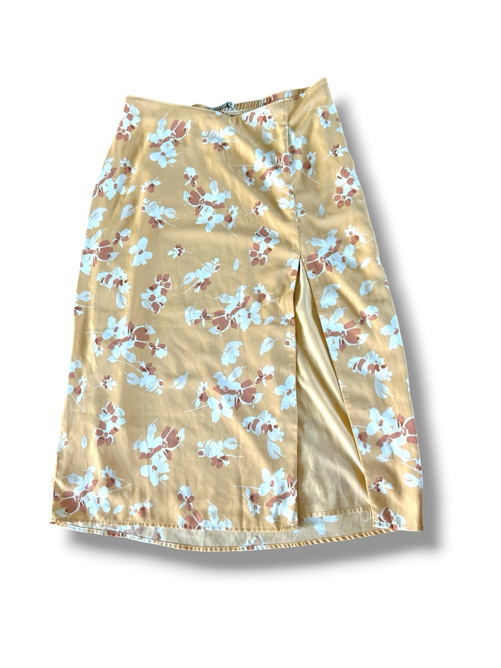 [Abercrombie & Fitch] Orange Floral Midi Skirt